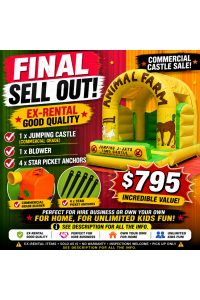 Animal Farm Theme & Blower Sale - 4mx4m Castle - USED