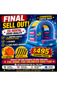 Fairy Theme & Blower Sale - 4mx4m Castle - USED