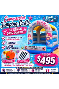Mermaid Theme & Blower Sale - 4mx4m Castle - USED